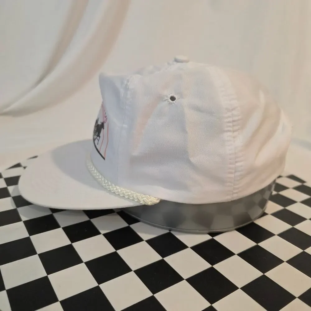 Vintage 90s Los Alamitos Race Course Horse Racing White Rope Strapback Hat - Picture 2 of 6